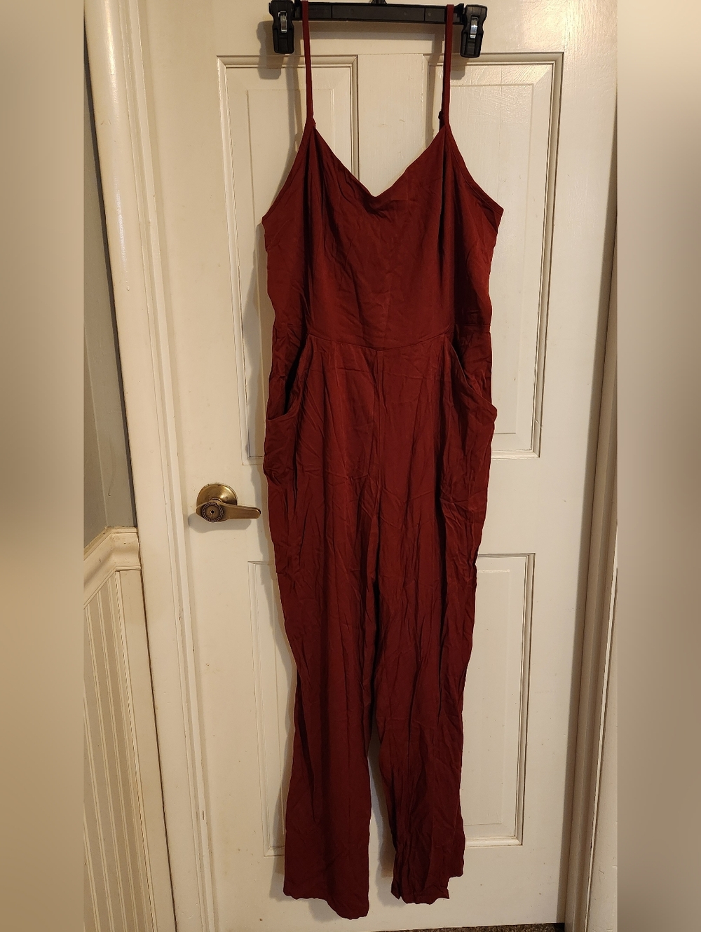 41 Hawthorn Women's Rust Red Spaghetti-Strap Jumpsuit, Size XL